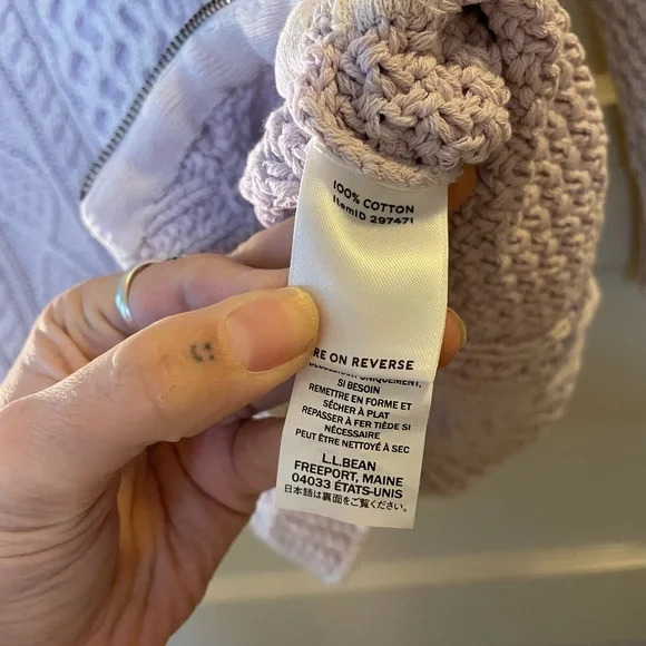 LL Bean Signature Cotton Fisherman Cable Knit Tunic - Lavender Size XL - Picture 9 of 10